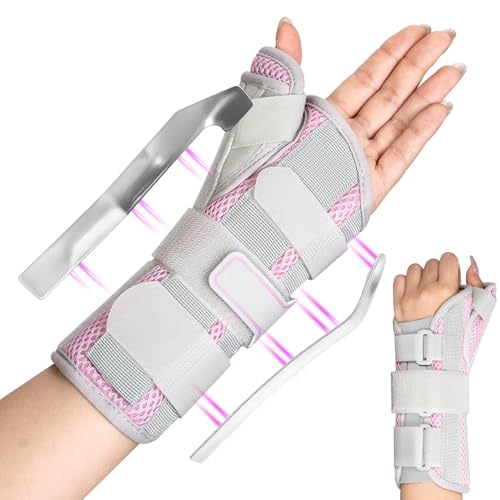 Medibot Wrist & Thumb Brace for Day & Night Support - Adjustable Spica Splint for Carpal Tunnel, De Quervain's, Tendonitis Pain Relief and Arthritis, R/M Size Pink for Men & Women Medium Right Hand-pink