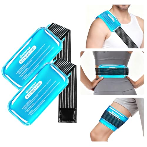 Ice Packs for Injuries Large 2 Packs Hot Cold Gel Pack with Strap Blue Large 13 x 6 Inch
