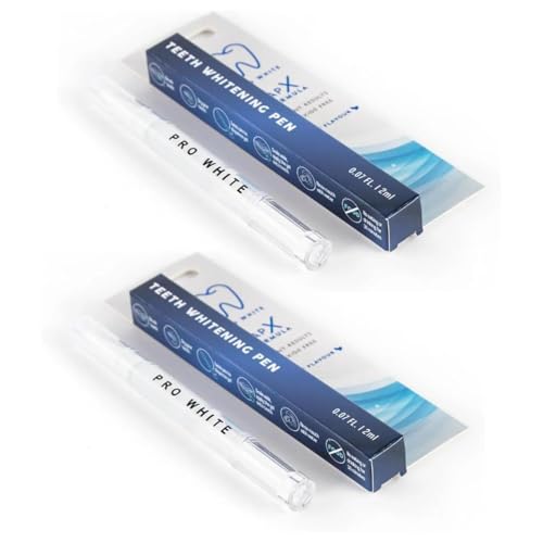 Pro White Teeth Whitening Pen - Peroxide-Free Teeth Whitener with Pap-X Formula - Vegan & Cruelty-Free Paint-On Whitening Teeth Gel for Coffee, Tea & Wine Lovers - 2ml - 2 Pack 1 Count (Pack of 2)