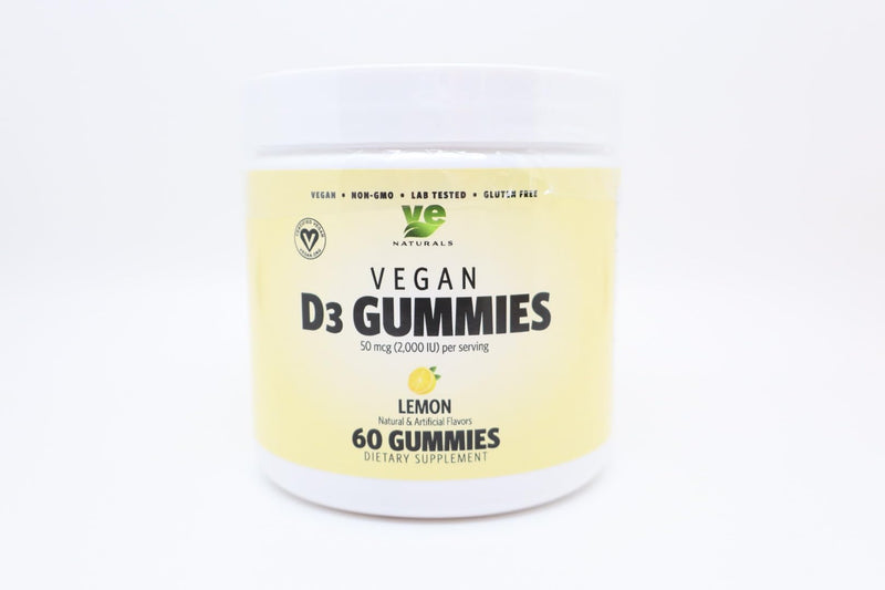 Certified Vegan Vitamin D3 Gummies – 1,000 IU per Gummy | Lemon Flavor | Plant-Based & Limited-Ingredient | Non-GMO, Gluten-Free, Soy-Free | Immune & Bone Health Support for Adults, Seniors & Kids