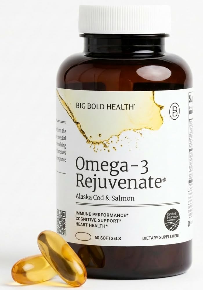 BIG BOLD HEALTH Omega-3 Rejuvenate Wild Alaskan Fish Oil Supplement with PRMs ⎹ EPA, DHA, & DPA Fatty Acids ⎹ Vitamins A and D to Support Immune Balance & Brain Wellness (60 Softgels) 60 Count (Pack of 1)