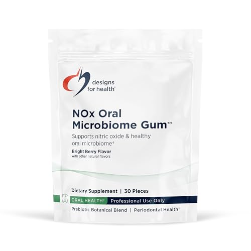 Designs for Health NOx Oral Microbiome Gum, Bright Berry, 30 Pieces