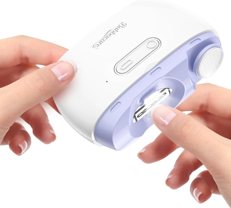 Electric 2-in-1 Nail Clipper & Polisher, 2-Speed Safe Fingernail Trimmer for All Ages, Rechargeable Automatic Nail Clipper with Light, Manicure Set for Baby Kids Seniors & Weak Hands Purple - BeesActive Australia