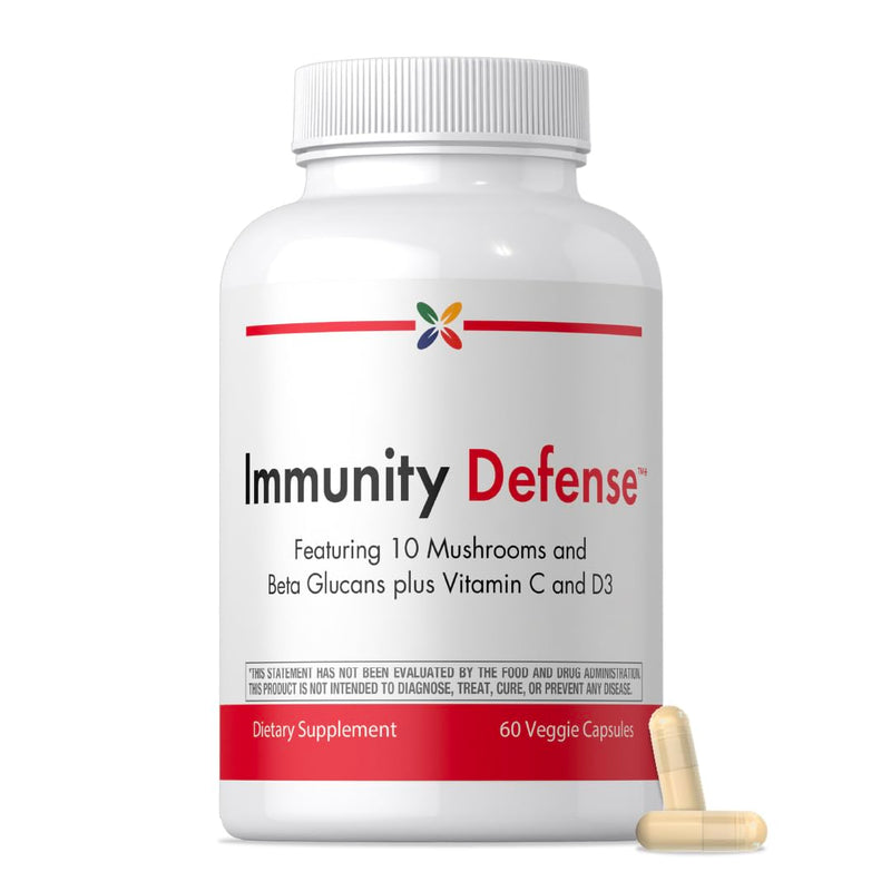 Stop Aging Now - Immune Support - with Vitamin C, Vitamin D3 and Mushroom Complex - 60 Vegetarian Capsules
