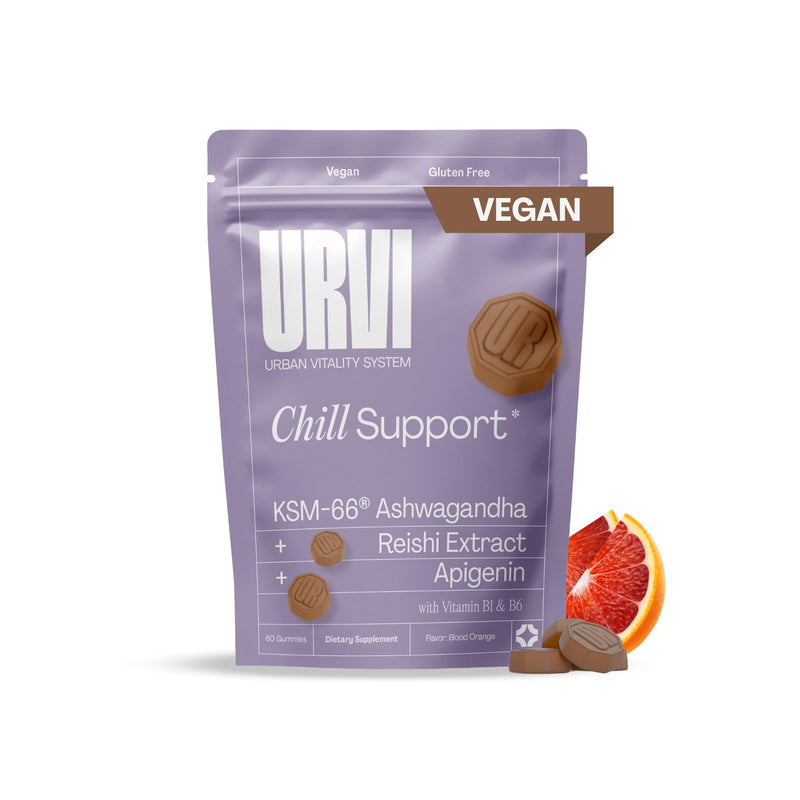 URVI® KSM-66 Ashwagandha Gummies – Cortisol Reducer with Apigenin, Reishi & Vitamin B6 – Stress Relief – Vegan, Gluten-Free – Blood Orange, 60 Chews 60 Count (Pack of 1)