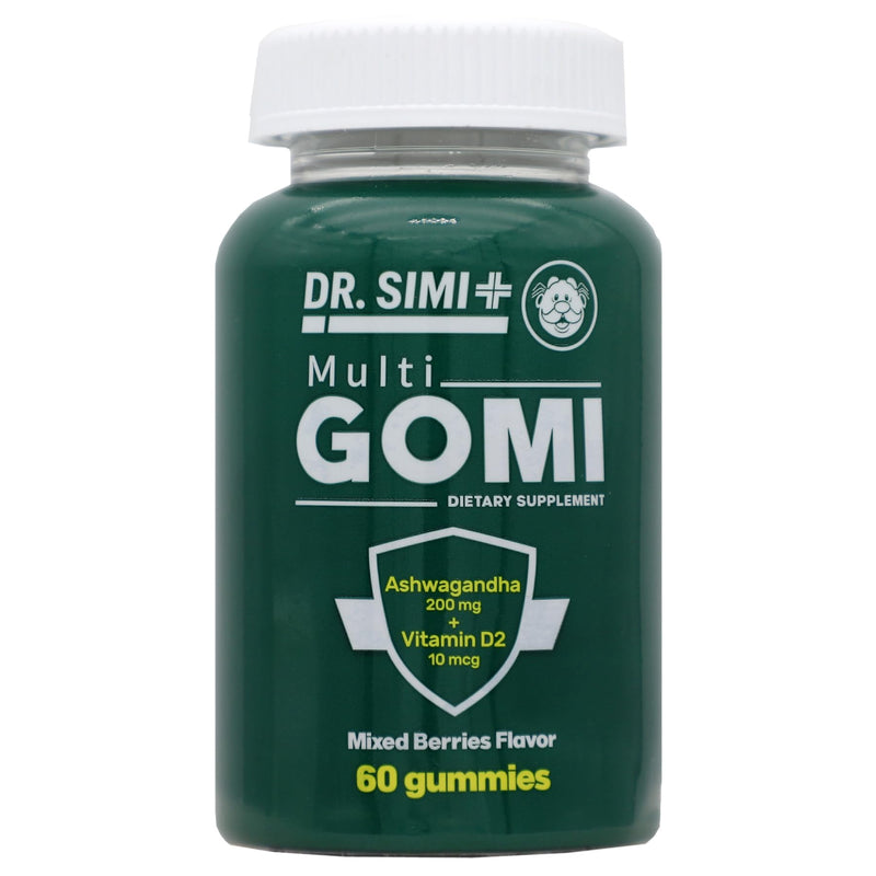 Dr. SImi Ashwagandha + Vitamin D2 Gummies Stress and Mood Support, Focus Support | 200 mg Ashwagandha + 10 mcg Vitamin D2 | Mixed Berries | 60 Count | Vegan, Non-GMO