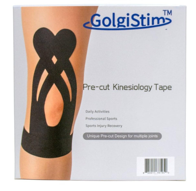 20 Pack Precut Kinesiology Tape - Black Athletic Tape, Waterproof Elastic Sports Tape, Latex Free Breathable Muscle & Joint Support for Running, Sports & Recovery by GolgiStim - BeesActive Australia