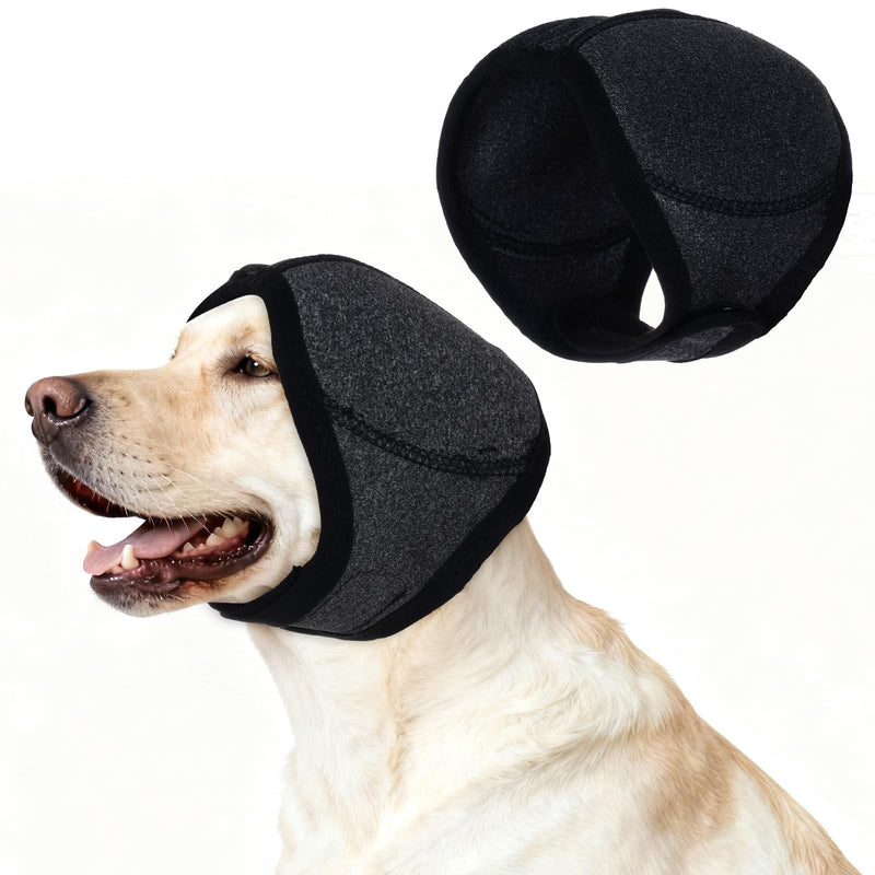 Rbenxia Dog Ear Muffs Dog Quiet Ear Cover for Hematoma, Bathing, Drying, Swim& Noise Anxiety, No Shake Ear Wrap for Grooming Reusable Dog Ear Protection for Calming (Grey, Medium) Grey