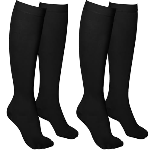 2 Pairs 20-30mmHg Knee High Compression Socks for Women,Closed Toe X-Large Black