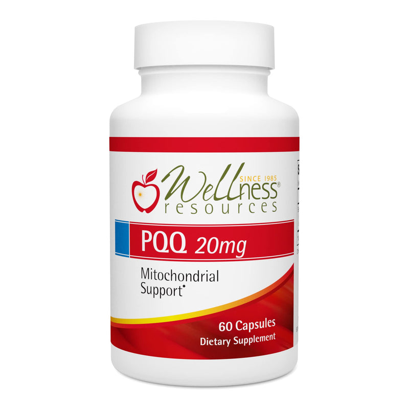 Wellness Resources PQQ 20mg PQQ, Mitochondria Support, Brain, Energy, Heart Health (60 Capsules, 20mg PQQ) - Gluten Free, Veggie Capsule