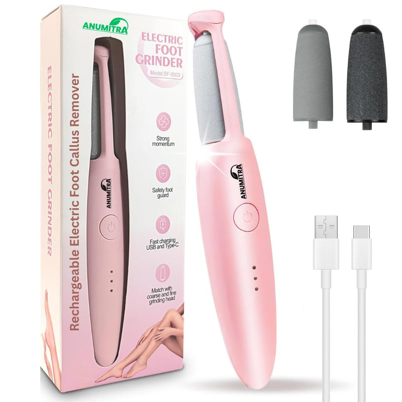 ANUMITRA Electric Foot Callus Remover Rechargeable – Professional Pedicure Tool for Feet with Dual-Speed 2-in-1 Rollers, Electric Foot File & Grinder for Dead Skin, Cracked Heels & Dry Skin Care - BeesActive Australia