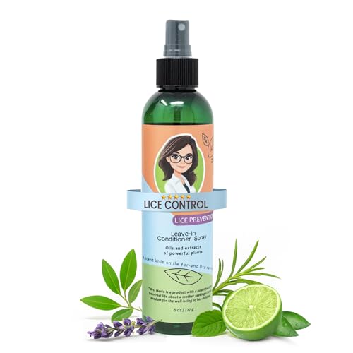 Lice Prevention Leave-In Conditioner Spray for Kids – Natural Daily Detangler with Plant Oils & Extracts – Gentle, Non-Greasy Formula for Shiny, Soft Hair – 8 oz