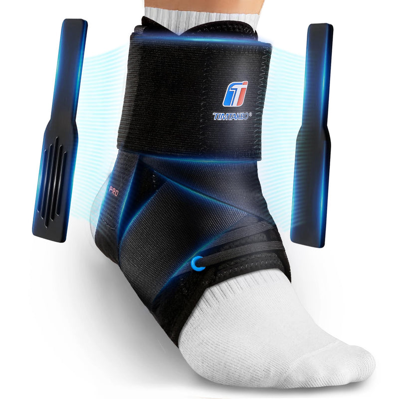 Quick Lace Up Ankle Brace for Women Men with 2 Removable Side Splints, Ankle Support Brace for Sprained Ankle, Achilles Tendonitis, Ankle Stabilizer for Basketball,Volleyball,Soccer,Tennis,M(12”-13”) Medium New Black - BeesActive Australia