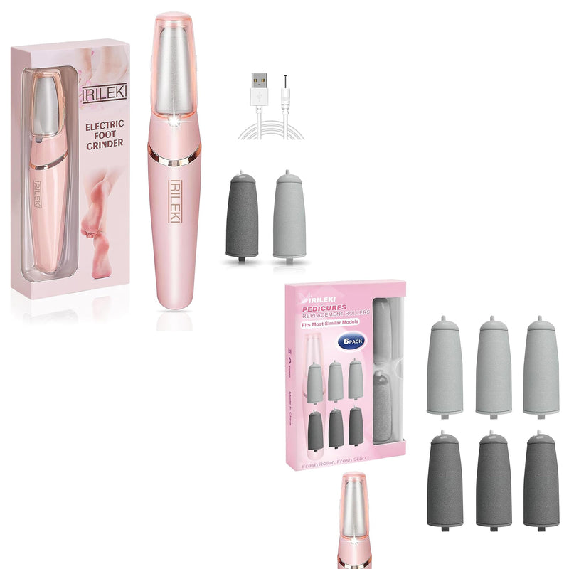 Rechargeable Portable Electric Callus Removers + 6 Pcs Pedicures Replacement Heads for Electronic Foot File Pedicure Tools - BeesActive Australia