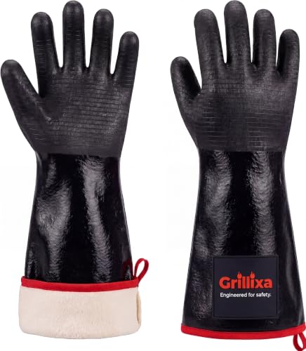 932°F Heat Resistant BBQ Grill Gloves, Extra-Thick Cotton Lining, 14 in, XL Roomy Fit-14INCH-932℉-PRO