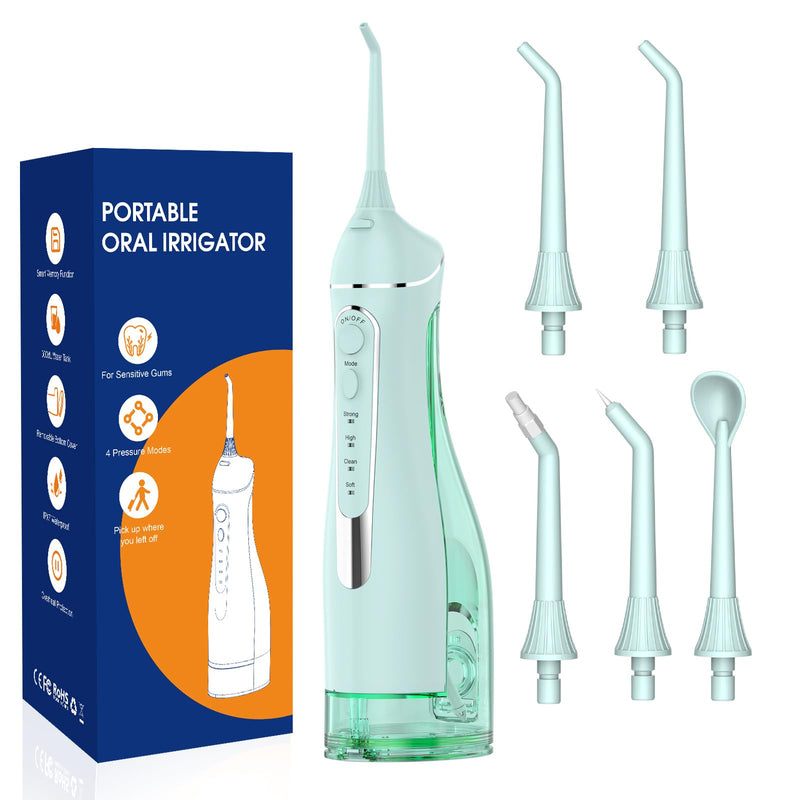 Water flossers for Teeth Pick, Portable Oral Irrigator Dental with 4 Modes 5 Jet Tips, IPX7 Rechargeable Water Tooth Flosser for Braces Sensitive Gum Care, 300ml Tank for Home Travel Use