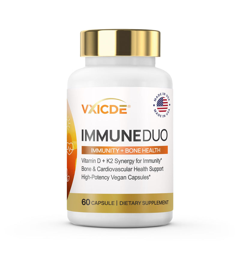 Vitamin K2 with D3 Supplement Non-GMO Formula 125 mcg Vitamin D3 & 100 mcg K2 (MK-7) Easy to Swallow D & K Complex, 60 Capsules