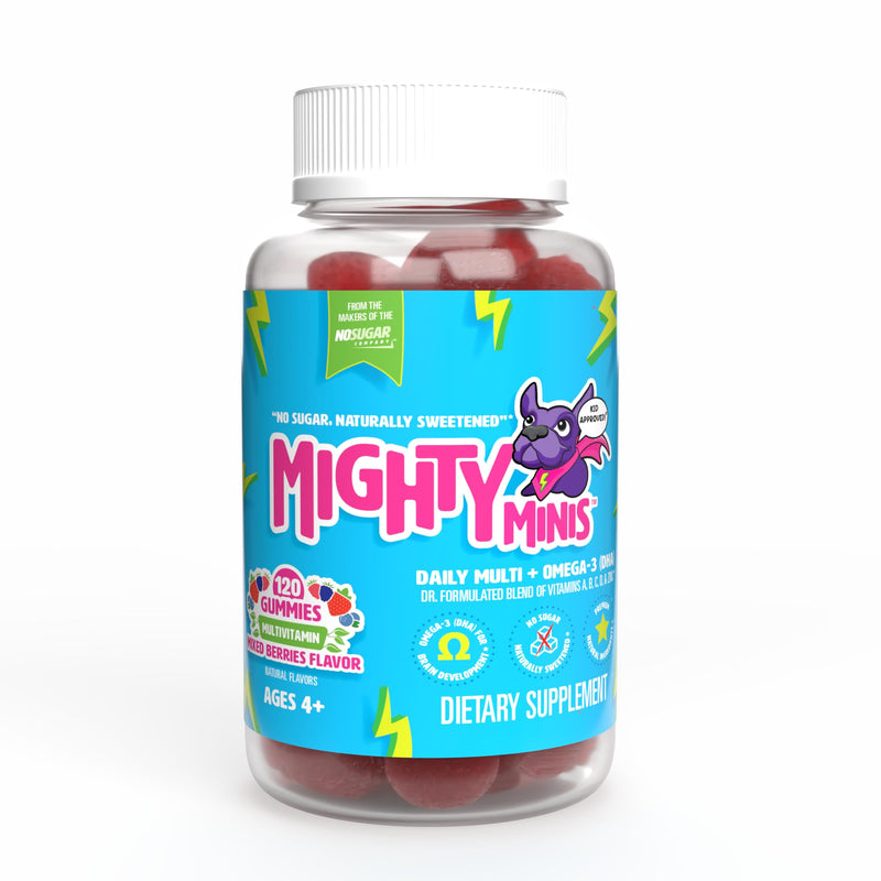 Sugar-Free Kids Multivitamin Gummies Mixed Berries, 120 Count | Tasty, Kid-Approved, Omega-3, DHA, Immunity, Growth, Focus, Mood, Healthy, Clean, Slow-Crafted, No Artificial Color or Flavor