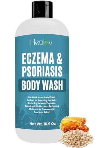 Eczema Body Wash – All Natural Eczema Soap, Dermatitis, Psoriasis Treatment for Dry Itchy Sensitive Skin Relief – Gentle Detoxifying, Healing, Anti-Itch, Oatmeal Goat Milk Bath Wash for Kids, & Adults