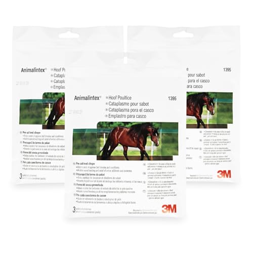 Animalintex Hoof Poultice Pads for Horses - 3 Per Pack, 3M Equine Poultice for Abscess Wounds and Hoof-Treatment - Pre Cut Hoof-Shape 3-Pack - 9 Total Pads