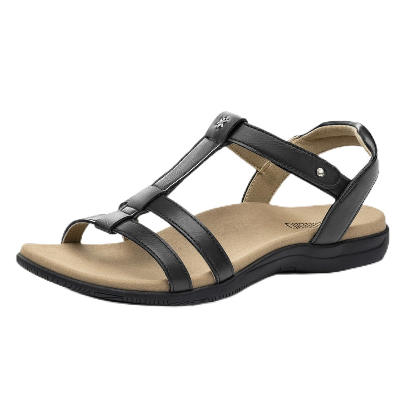 Rihero Women's Orthopedic Arch Support Walking Flat Sandals 8.5 Black