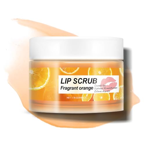 Lip Scrub Fragrant Orange - Lip Scrub Enriched with Jojoba Oil Peg-8 Esters and Collagen for Exfoliating and Moisturizing Lip,Restore the Health of Lips,Smooth and Soft