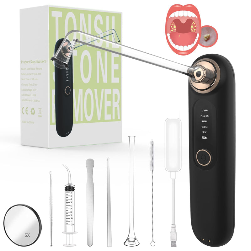 Voraiya Tonsil Stone Removal Vacuum Kit with 5 Mode Suction, 10 in 1 Electronic, Oral Irrigator, Tongue Scraper, Oral lamp & 5X Magnifying Mirror Included for Fresh Breath - BeesActive Australia