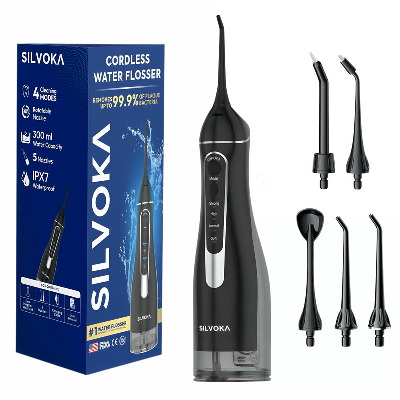Water Flosser for Teeth, Cordless Oral Irrigator, Portable Dental Flosser with 300ML Tank, 4 Cleaning Modes, IPX7 Waterproof, Rechargeable Water Floss Pick for Braces, Gum Care & Travel