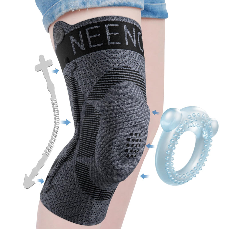 NEENCA Kids Knee Brace Sleeve, Youth Knee Compression Sleeve for Children - Boys & Girls. Child Knee Support with Patella Gel Pad & Side Stabilizers for Knee Pain, Sports, Outdoor Medium Black - Single - BeesActive Australia