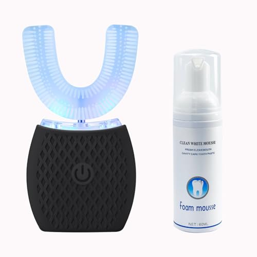 Ultrasonic Toothbrush for Adults - Automatic Electric Toothbrush with Soft Bristles & 30s Timer Rechargeable Portable Design with Wireless Charging Waterproof & Washable for Travel & Home Use (Black) Black