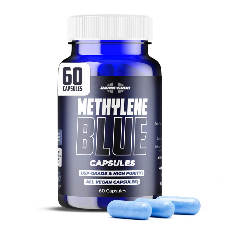 DAMN GOOD Hodge Twins Methylene Blue Capsules 10mg USP, Vitamin C, 60 Ct | USP-grade methylene blue 10 mg capsules with vitamin C for daily wellness & antioxidant support, vegan & unflavored