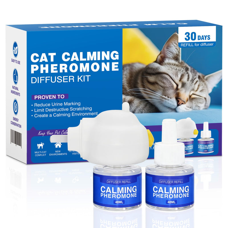 Cat Calming Diffuser Pheromones Effectively Relieve Anxiety Stress Cat Pheromones Calming Diffuser Refill Comfort for Cats Reduce Fighting Spraying Scratching Calm Relaxing