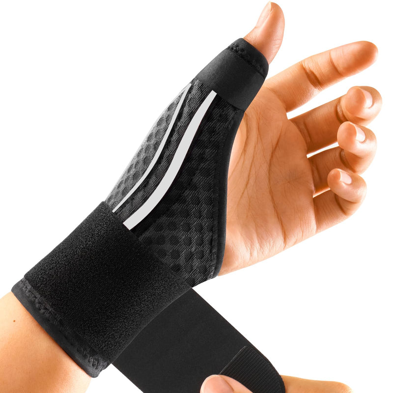 FREETOO Stable Thumb Brace for Arthritis Pain and Support, Thumb Spica Splint Right Hand Left Hand for Trigger finger, Wrist Brace with Thumb Support for Tendonitis,Sprain,carpal tunnel,White Right S S-Right Hand White / Black