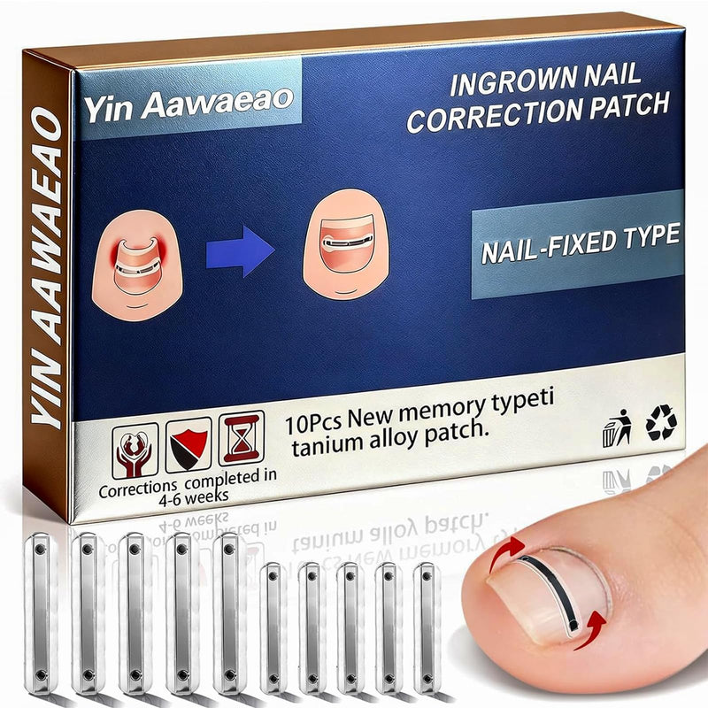 Titanium Alloy Ingrown Toenail Treatment - Professional Home Care for Curved Nails - Waterproof, Nail Tools and Ingrown Toenail Removal Kit,Ingrown Toenail Corrector(0.59/0.67in) Blue