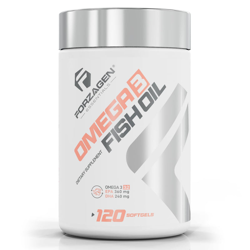 Forzagen Essentials Omega 3 Fish Oil Supplement, 120 Softgels, EPA 360mg DHA 240mg, Vitamin E, Daily Dietary Support