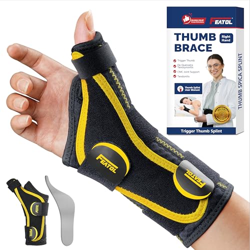 FEATOL Wrist and Thumb Brace, Right Hand, Size M/L, 6.1-7" Thumb Brace, Right Hand, Size L/XL, 5-6.5"