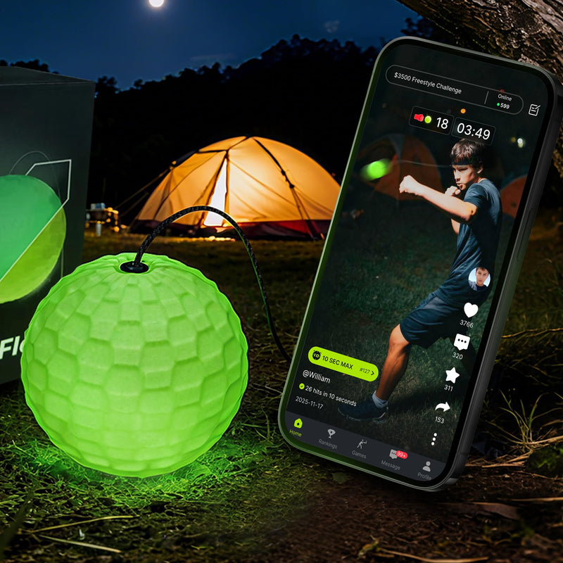 GlowFlex™ Reflex Ball with Counter App, Glow-in-the-Dark | TekXYZ® Online Community for Boxing Ball, Ideal for Coordination, Stress Relief, Home Workouts & Fitness | Stocking Stuffer Gift for All Ages - BeesActive Australia