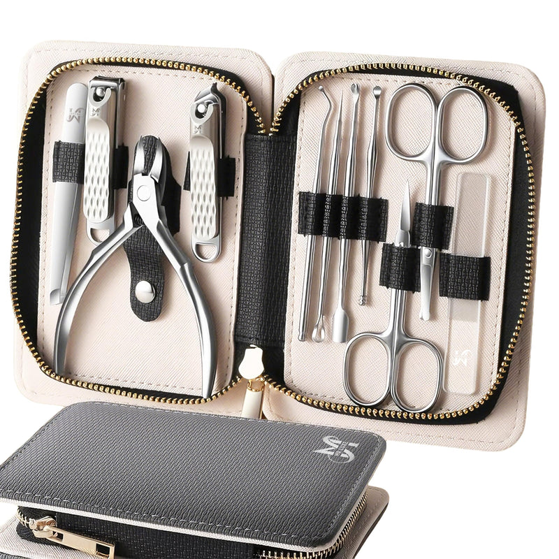 11PCS Manicure Set – Professional 11-in-1 Manicure Pedicure Kit, Premium Stainless Steel Nail Clippers and Grooming Tools with Portable Textured Travel Case, Luxury Gift Set for Woman& Man. 11PCS