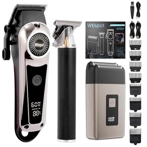 3in1 Hair Clippers Set for Men,Hair Clipper Trimmer with LED Display,Professional Cordless Hair Clipper Shaver Beard Trimmer, Hair Cutting Machine,Fathers Day Gift for Dad Men Husband Black