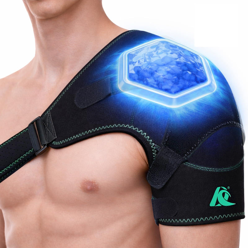 KD Shoulder Ice Pack Brace: Cold & Hot Gel Therapy Wrap for Shoulder Pain, Rotator Cuff, and Post-Surgery Recovery Regular