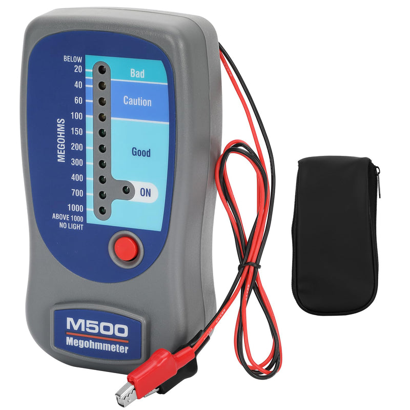 M500 Megohmmeter for Insulation Testing,Compatible with Compressor Tester HVAC, Multimeter Tester, Battery Operated, 20-1000 Megohms at 500 Volts,with Soft Carrying Case
