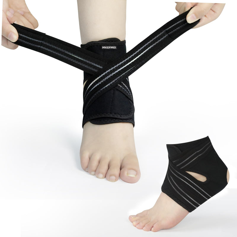 Ankle Support Brace(1 Pack) — Compression Ankle Brace for Women & Men, Adjustable Wrap Ankle Stabilizer Brace for Sprained, Foot Pain, Plantar Fasciitis, Achilles Tendonitis (A-Black,Large) A-Black Large