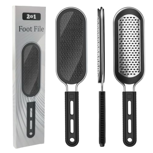 FREATECH Dual-Sided Foot File, Callus Remover with Nano Glass & Metal Surface, Professional Pedicure Tool for Hard Cracked Dead Skin, Foot Rasp for Heel Care, Exfoliation & Smoothing, Home Spa Shower