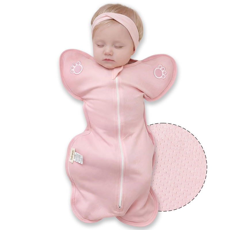 Swaddle Sleep Suit for Newborns, Arms-Up Position, Snug Fit Supports Natural Sleep Reflex, 0–6 Months Large (14.3-17.8lb) Cotton Pink - BeesActive Australia