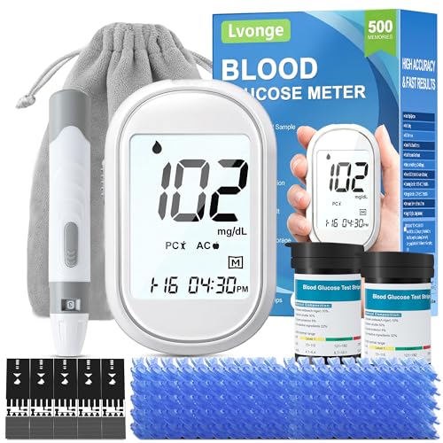 Glucose Monitor Kit, Diabetes Testing Kit with 100 Test Strips & Lancets, High Accuracy Glucose Monitor, Large Bright Screen, PC/AC/CTL Mode, No Coding
