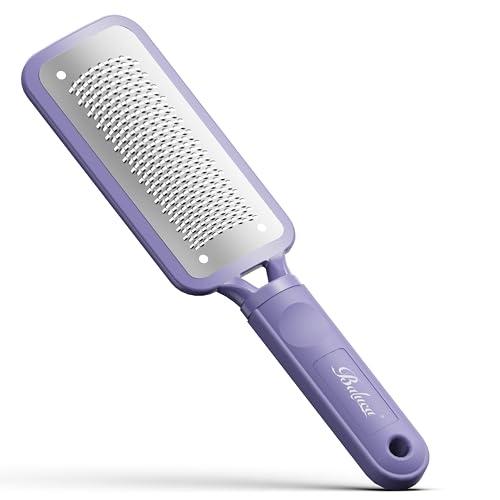 BALUCA Professional Foot File & Callus Remover - Stainless Steel Foot Rasp & Metal Feet Scrubber, Pedicure Tool for Hard Skin & Dead Skin Removal, Cracked Heel Repair for Baby Soft Feet (Purple) Purple