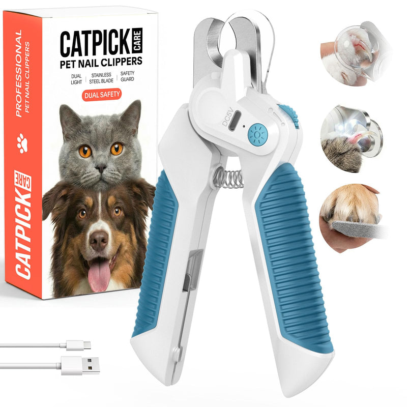 Dogs & Cats Nail Clippers with Light – Safety Guard Pet Nail Trimmer Reveals the Quick, Stainless Steel Blades, Beginner Friendly Grooming Tool for Home Use, Suitable for Small, Medium & Large Pets Blue - BeesActive Australia