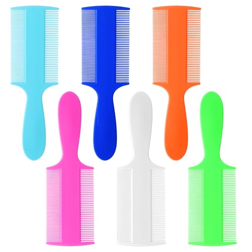 6 Pcs Head Lice Comb Plastic Fine Tooth Flea Lice Combs for Fine Hair Double Sided Nit Combs for Dandruff Removal for Adults Treatment Cats Dogs Puppy
