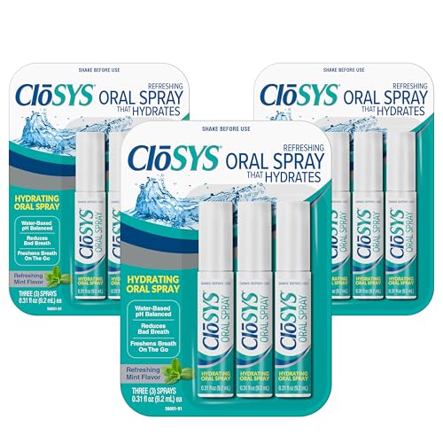 CloSYS Oral Breath Spray, Mint, Sugar Free, Fights Bad Breath .31oz, 9 Pack 0.31 Fl Oz (Pack of 9)