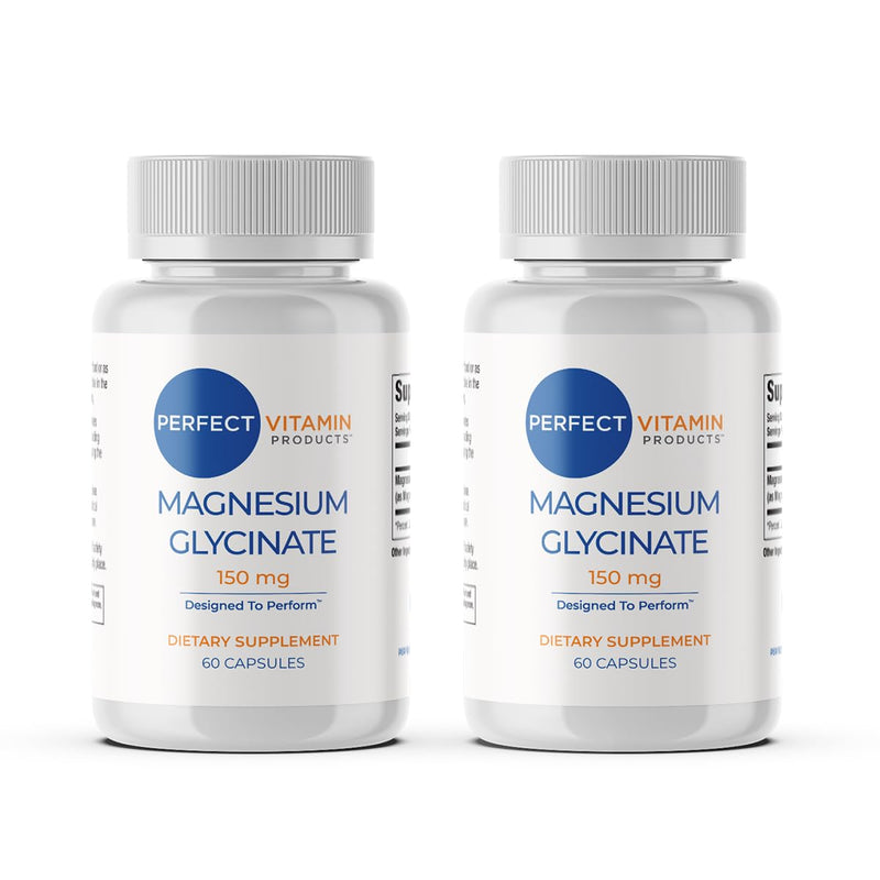 Magnesium Glycinate 150mg (60 Capsules, 2 Pack) | High Absorption Magnesium Supplement for Sleep, Stress & Muscle | Chelated, Gentle on Stomach | Vegan Capsules, Non-GMO
